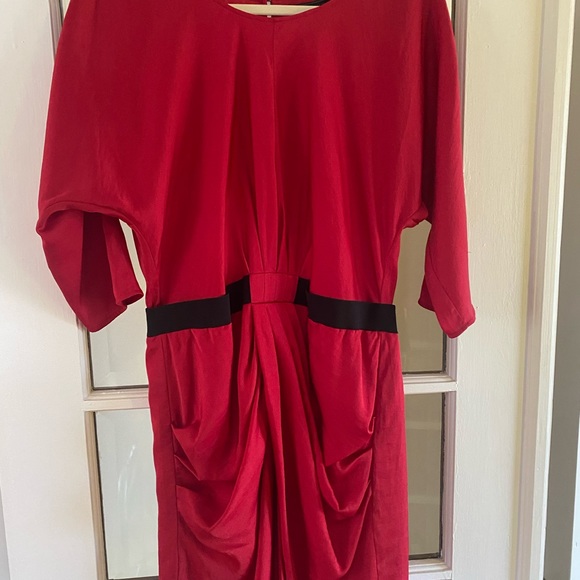 NWT BCBG MaxAzria Iselin Red Drape Front Dress - Picture 6 of 6